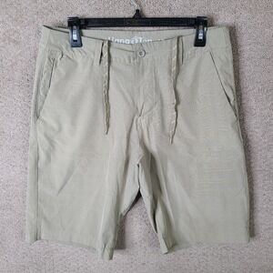 Hang Ten Shorts Mens 32 Beige Plaid Hybrid Chino Stretch Outdoor Drawstring